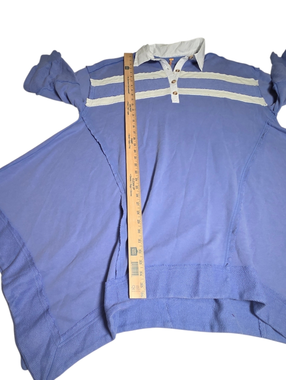 Free People Blair Sweatshirt Blue Varsity Polo Oversized Tunic XS NWT - Picture 7 of 14